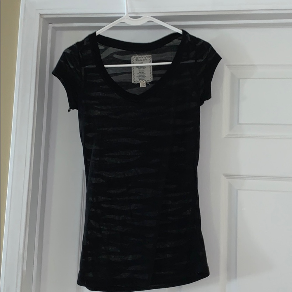 Black Zebra Print V-Neck